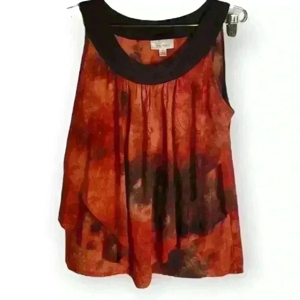 Dressbarn size medium sleeveless‎ top orange brown